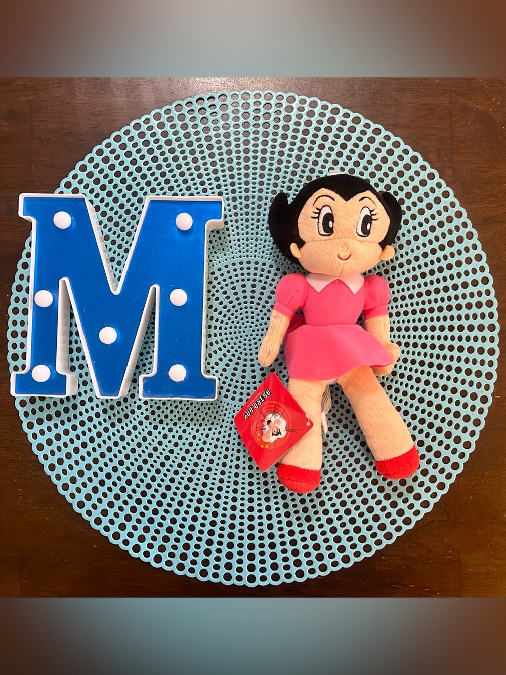 Astro Boy; 9” Plush Astro Doll Girl w/ Pink Dress & Red Shoes, NWT